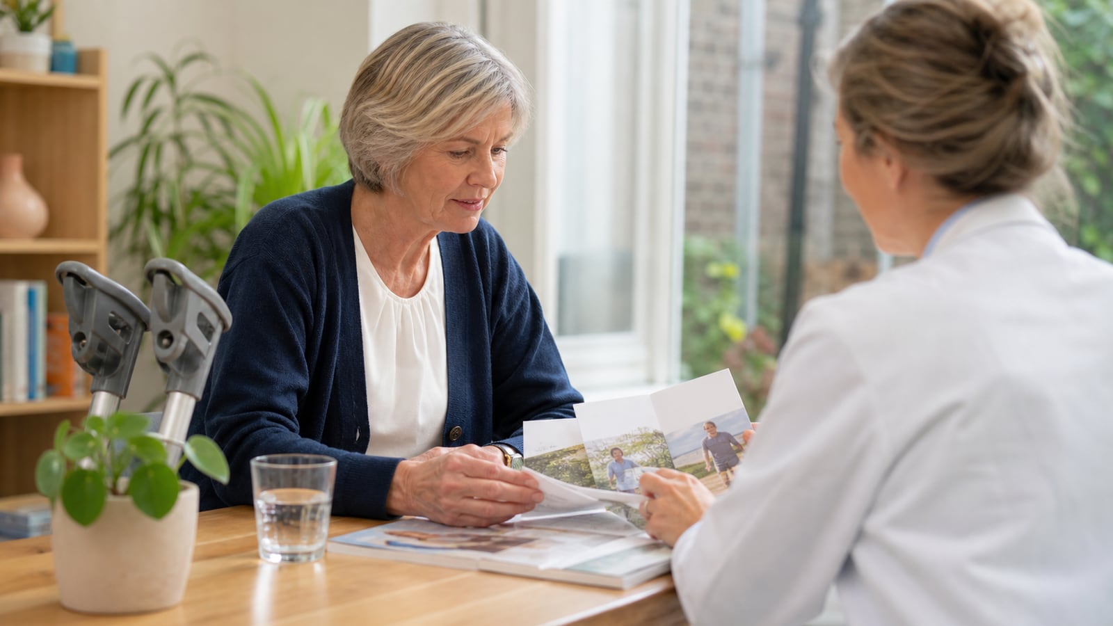Bezoeker bespreekt betrouwbare informatie over leven met artrose